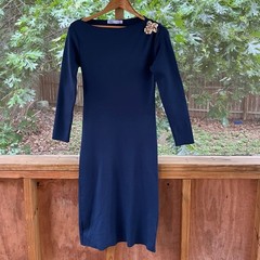 Zara Women&rsquo;s Plain Knit Midi Dress Duck Blue Size S. NEW
