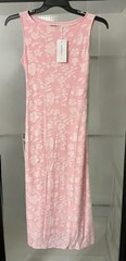 Merokeety Women Pink Rose Floral Casual Summer Dress Small