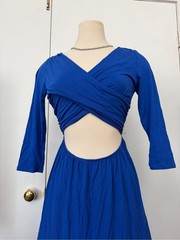 Forever 21 Royal Blue Long Sleeve Cutout Wrap Dress