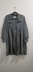 Isabel Maternity Button Down Utility Shirt Dress Olive Green XXL 2X #A97