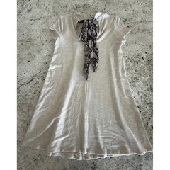 Blu Pepper Size S Cream Ribbed Dress Open Back Bow Detail