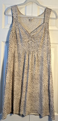 Ann Taylor Loft Dress Womens Size 8 Beige Patterned Tank V Neck Smocked Waist