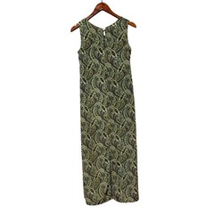 Green Paisley Sleeveless Maxi Dress Boho Lightweight Fabric Womens Size M summer