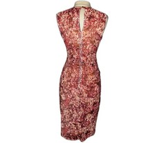 VINCE CAMUTO Size 12 Sheath Dress Orange Rust Ivory Sleeveless Knee Length