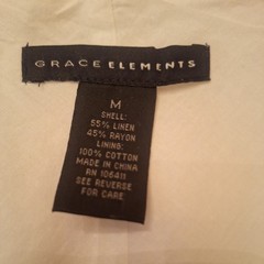 Grace Elements WHITE EMBROIDERED LINEN SLEEVELESS LINED DRESS Size M