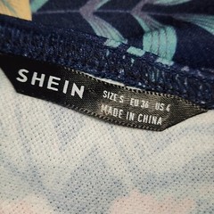 Shein Dress Womens Size S Small Blue Floral Tropical Vacation Resort Hawaiian