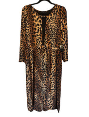 Fashion To Figure FTF Harem Leopard Animal Print Maxi Dress 3X Brown/Black