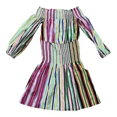 Diane Von Furstenberg DVF West Belford Striped off/on Shoulder Dress, small
