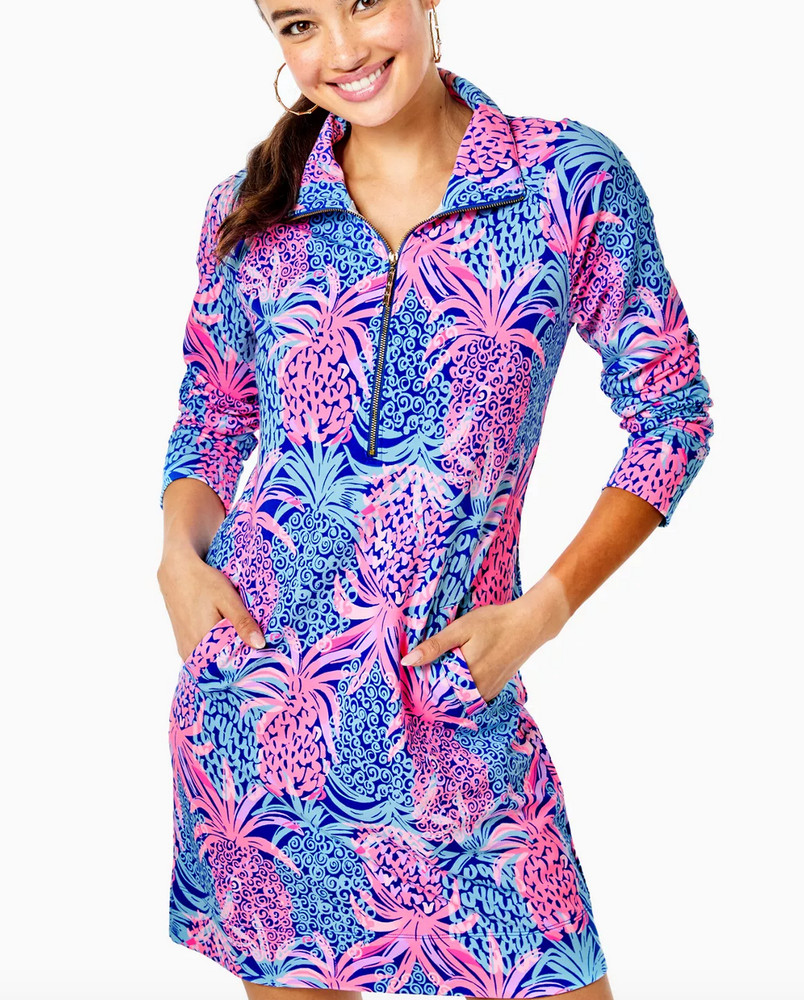 NWT LILLY PULITZER SKIPPER DRESS TROPIC DOWN LOW BOREALIS BLUE XLARGE FREE SHIP!