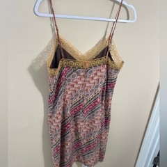 Y2K Boho cami patchwork muted tone tank Slip Dress size L