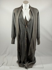 Layered Sweater Dress Womens 40 Crea Concept Brown Knit Button Front Avant