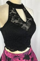 Jodi Kristopher Dress Two Piece Crop Top 1 Prom Homecoming Black Pink Pageant NW