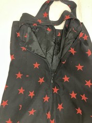 Finity Studio Silk Sleeveless Mini Dress Navy W/Red Star Print Size 4