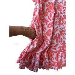 Michelle McDowell Pink Orange Floral Ruffle Mini Dress XXL Button Front Cotton
