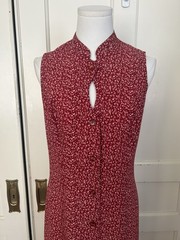Vintage 90s D.B.Y. Floral Sleeveless Midi Dress Womens Size 8 Red Whimsy Grunge