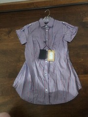 Dsquared2 Women Shirt Dress XL 46 Collared Roll Up Sleeve Plaid ButtonUp 72DL178