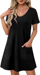 Women 2025 Loose V Neck Short Sleeve Casual T Shirt Dress Sundresses Swimsuit