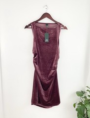 Wild Fable S Burgandy Velvet Rouched Sleeveless Dress Juniors Small