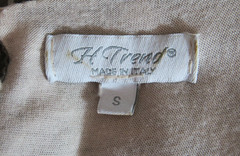 H Trend Made In Italy Blouson Dress Size S Grey Beige Animal Print Silk/Jersey