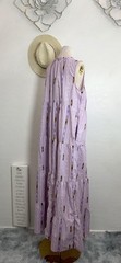 SONOMA maxi sun dress L Lilac aztec southwest boho chic western ruffle pockets