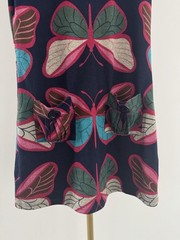 SOLO Butterfly Colourful Print Navy Cowl Neck Detail Knit Jumper Dress UK 12