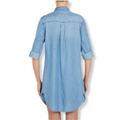 Beach lunch Lounge Chambray Tencel Shirt Dress M Coastal Beachy Natural Relaxed