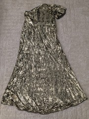 Mac Duggal Gold Size 16 One shoulder Gown high slit