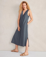 Haven Well Within Large Organic Cotton Interlock Striped V-Neck Dress EUC