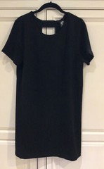 BOBEAU Crepe Feel BLACK Dress Sheath Shift Cutout Back Size M Preowned