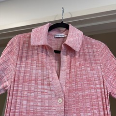 Scanlan Theodore Pleated Rib Placket Dress Pink Pastel VGC RRP$900 Size M