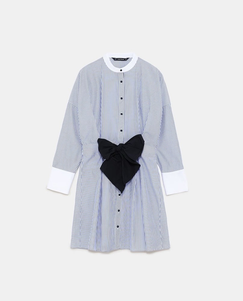 Zara Printed Midi Shirt Dress with Belt, New, Size Medium