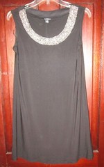 Roz & Ali 6 Dress Cardigan Jacket Duster Set Beaded Mini Stretch Black Separates