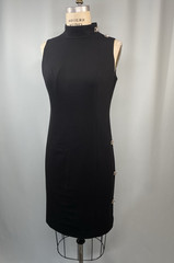 TERI JON Vintage Dress SIZE 6 SMALL black sheath high neck LBD rhinestone