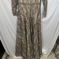 NWT Mac Duggal [ 10 ] 79261 Sequin Long Sleeve Bateau A-Line Gown Mocha G1298