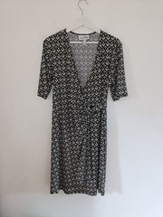 Joseph Ribkoff Multicolour 1/2 Sleeve Fixed V Neck Wrap Dress Built In Clasp 16