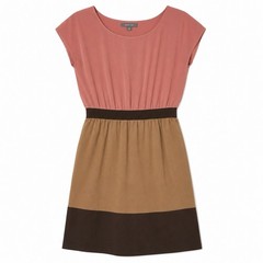 Smart Set Colorblock Dress Size 12 Pink Tan Brown Cap Sleeve Workwear