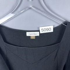 Calvin Klein Sweater Dress Size Medium Black Cold-Shoulder Knit 3/4 Sleeves Midi