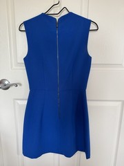 French Connection Blue Solid Knit Shift Dress, Sleeveless Round Neck Zip, 8