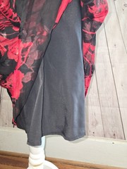NORM THOMPSON silk DRESS Sz 10p Red Black Floral burnout Lined Whimsygoth fairy