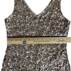 Pretty Guide Sparkly Tank Dress All-over Gold Sequins V-neck Size L Stretchy!
