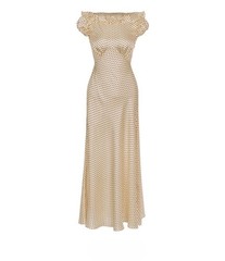 Women Doen Silk Blend Polka Dot A-line Flare Midi Dress