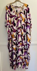 1X/2X/3X Purple White Black Print Sequin Kaftan Knit Beach Cover Dress Nightgown