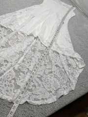 Muadress White Lace High Low Dress XS Sleeveless Sheer Wedding Party Formal