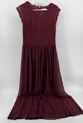 Dressystar Dress Women&rsquo;s Floral Lace Sheer Bridesmaid Red Size L