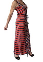 Michael Kors Sleeveless Maxi Dress Soho Colorblock Sleeveless Geometric Red XXS