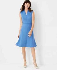NEW $159 ANN TAYLOR The Sleeveless v-neck flare Dress in Double Knit Sz 4