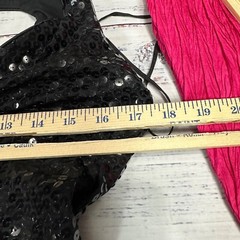 A.J. Bari Sequined Halter Neck Bow Dress Sz 4 Black Pink Open Back Mermaid Bow