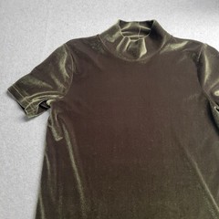 Madewell Olive Green Velvet Mock Neck Short Sleeve Shift Dress Size XXS