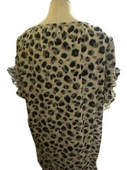 Kate Landry Shift Dress Leopard Print Embroidered Coverup MuMu Kaftan Pockets L