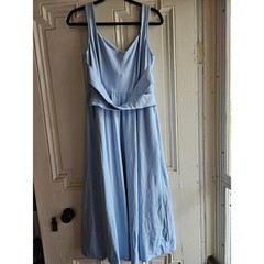 Halara Light Blue V Neck Crossover Back Midi Dress Womens Large Sleeveless 02